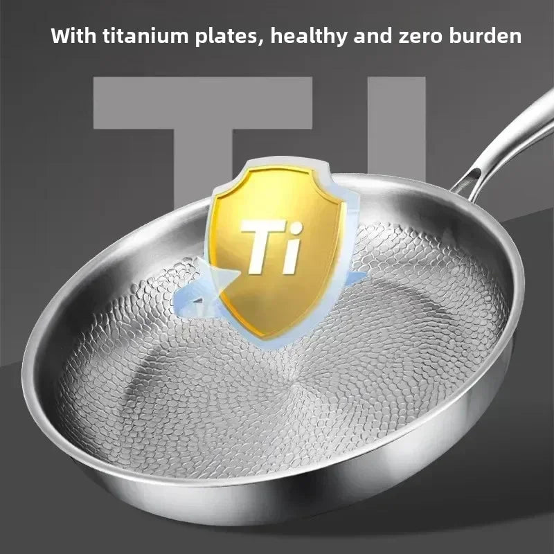Modern kitchen cookware: Hammered titanium non-stick frying pan, durable and scratch-resistant.