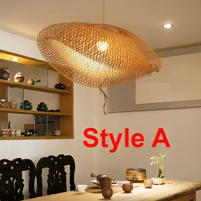 Handcrafted rattan pendant light, a unique woven ceiling fixture perfect for boho, farmhouse & natural home decor.