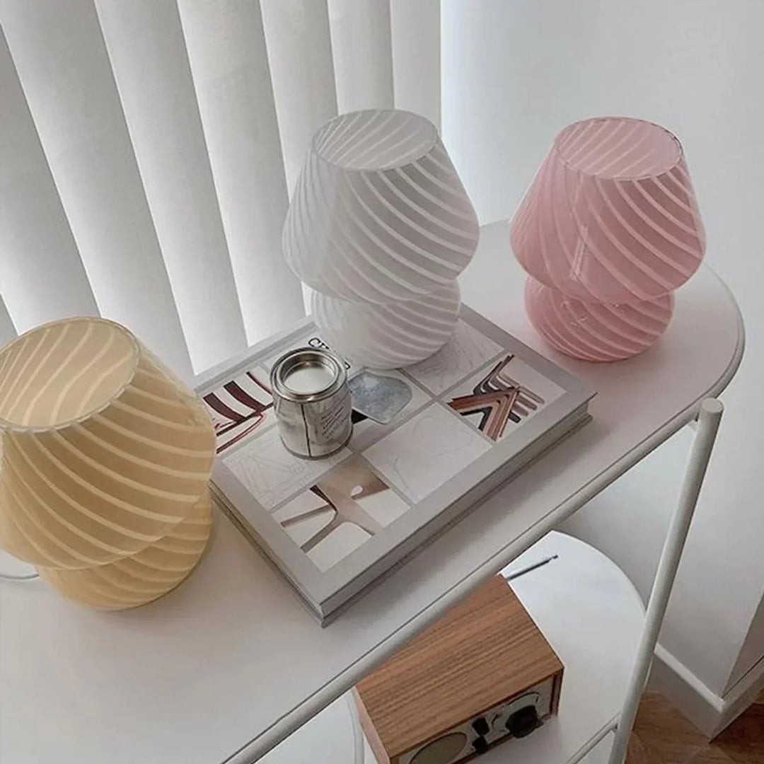 Elegant artisan accent lamp casting soft ambient light, ideal for contemporary home decor