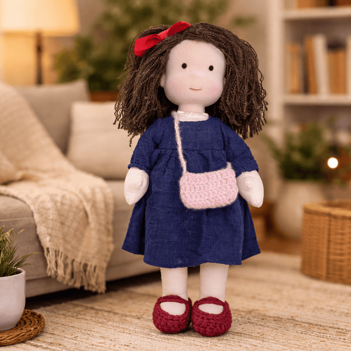 Durable handcrafted Waldorf doll, made from soft cotton for lasting creative fun.