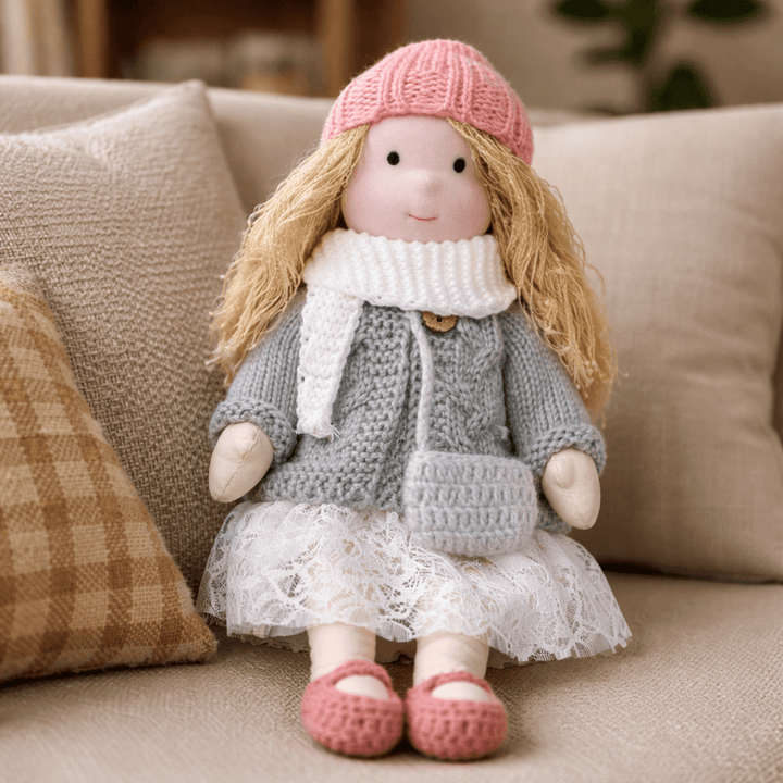Eco-friendly cotton Waldorf doll, a safe and inspiring soft toy for creative minds.