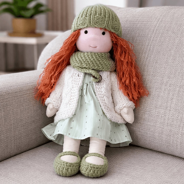 Natural materials Waldorf doll, a handmade plush companion for kids' gentle play.