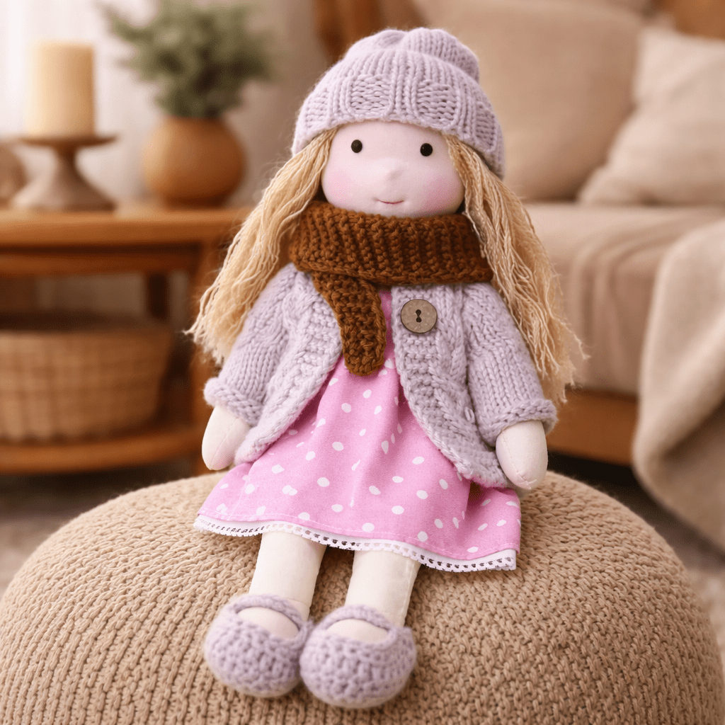 Beloved cotton Waldorf doll, a cherished soft toy for children's creative and gentle play.