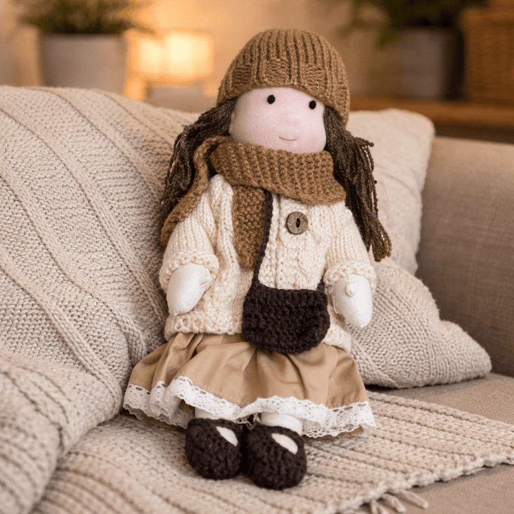 Waldorf doll designed for connection, soft cotton for imaginative cuddling and play.