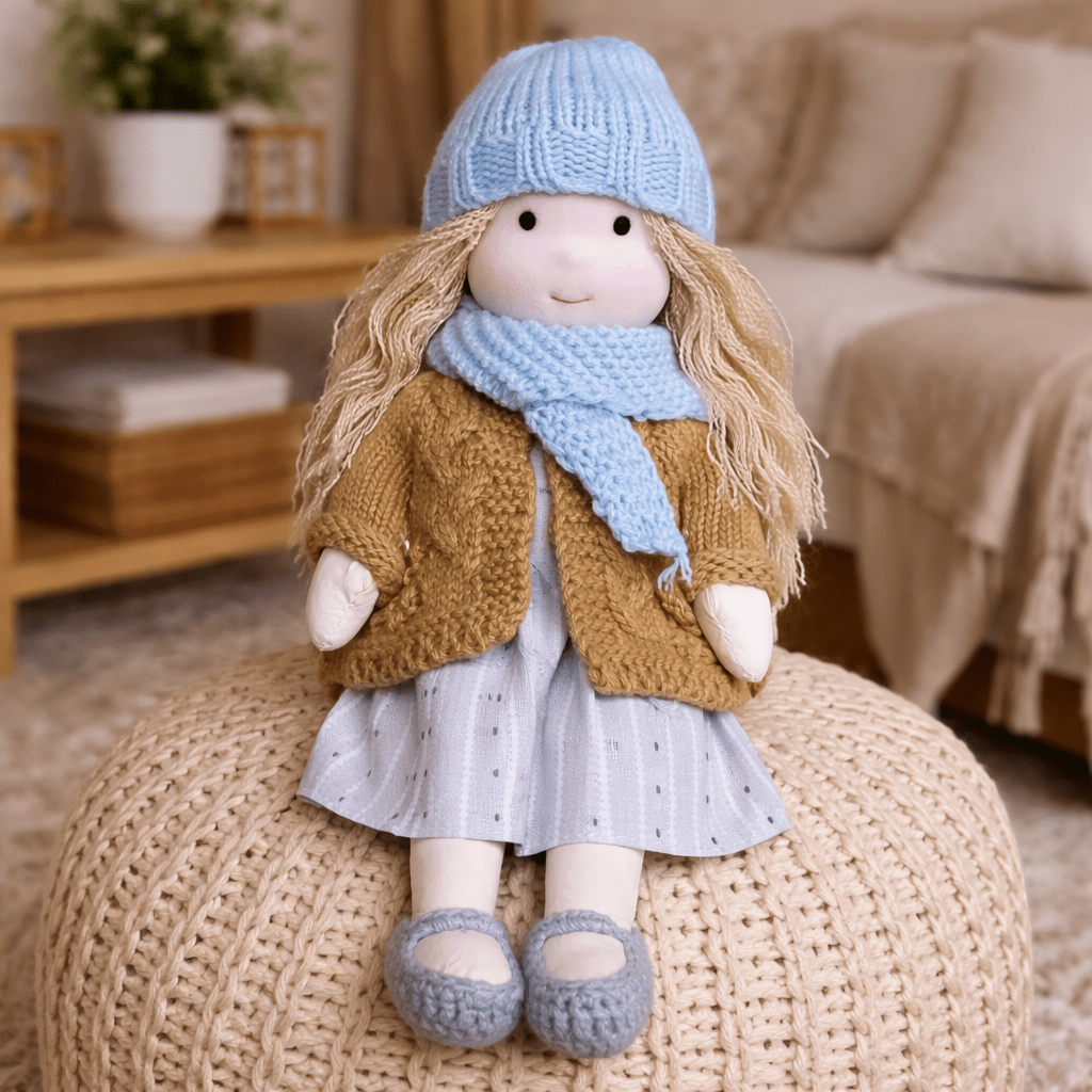 Kids' gift: unique cotton Waldorf doll, fostering imaginative adventures & storytelling.
