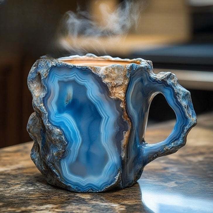 Handcrafted crystal coffee mug with unique gemstone design, elegant drinkware, perfect for home decor and gifts.