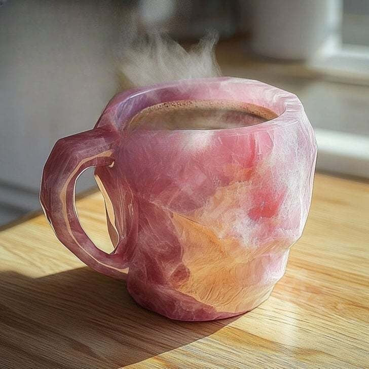 Obsidian-style crystal coffee mug, unique handcrafted kitchenware, elegant drinkware for modern home decor.