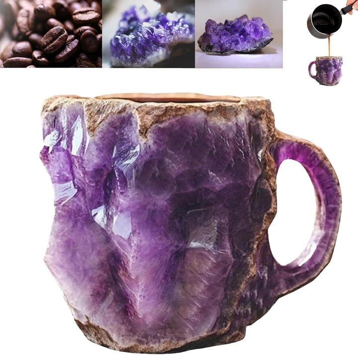 Rose quartz-inspired crystal coffee mug, elegant handcrafted unique drinkware, beautiful home decor piece.