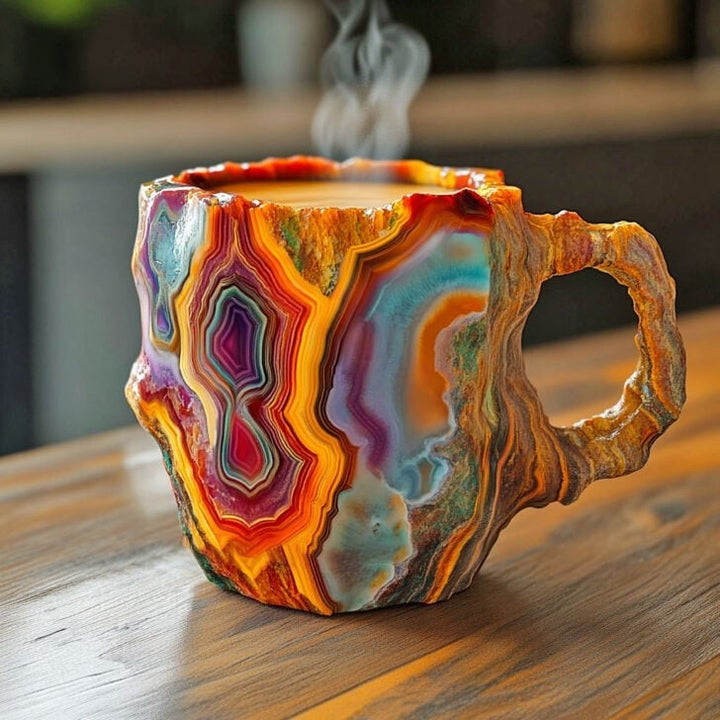 Unique crystal coffee mug featuring a vibrant gemstone design, handcrafted elegant drinkware for kitchenware.