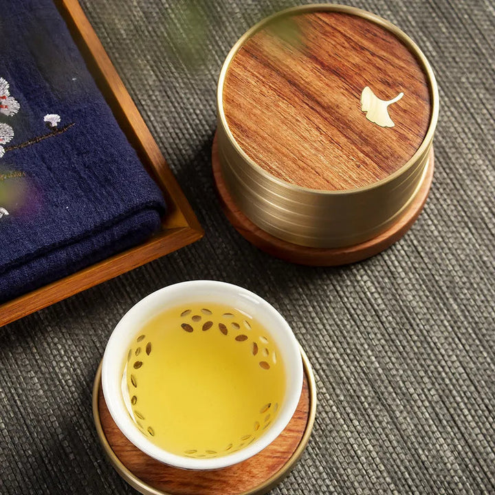 Unique ginkgo leaf design wood coasters, perfect for modern and elegant home decor.