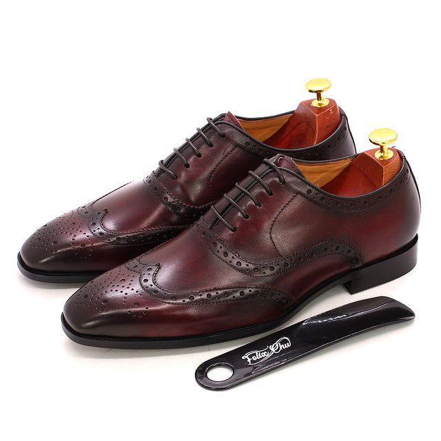Premium handcrafted men's leather wingtip oxford dress shoes. Stylish & comfortable formal brogues for discerning gentlemen.