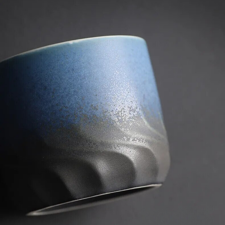 Artisan Mini Retrograde ceramic kitchenware mug, handmade with a retro style & ergonomic wooden handle.