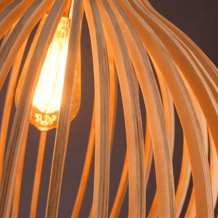 Create warm ambiance with this handcrafted natural wood pendant light fixture & home decor.