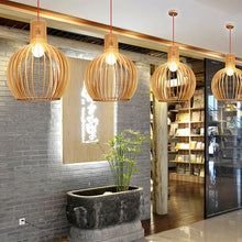Elegant natural wood pendant light, a unique handcrafted wooden ceiling lamp for stylish homes.