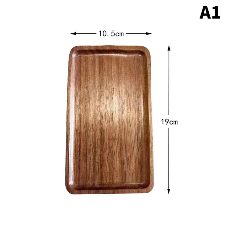 Handcrafted wooden serving tray, featuring unique wood grain for a rustic touch.