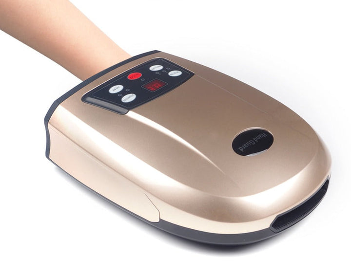 Wellness hand massager combining warmth and air pressure to alleviate hand pain and improve circulation.