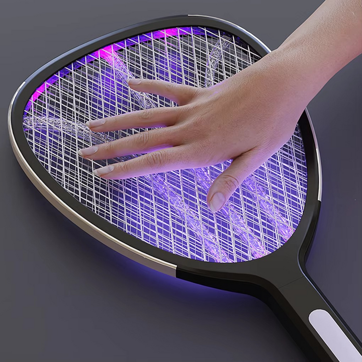 Indoor electric mosquito swatter. Handheld rechargeable bug zapper for safe home pest control.