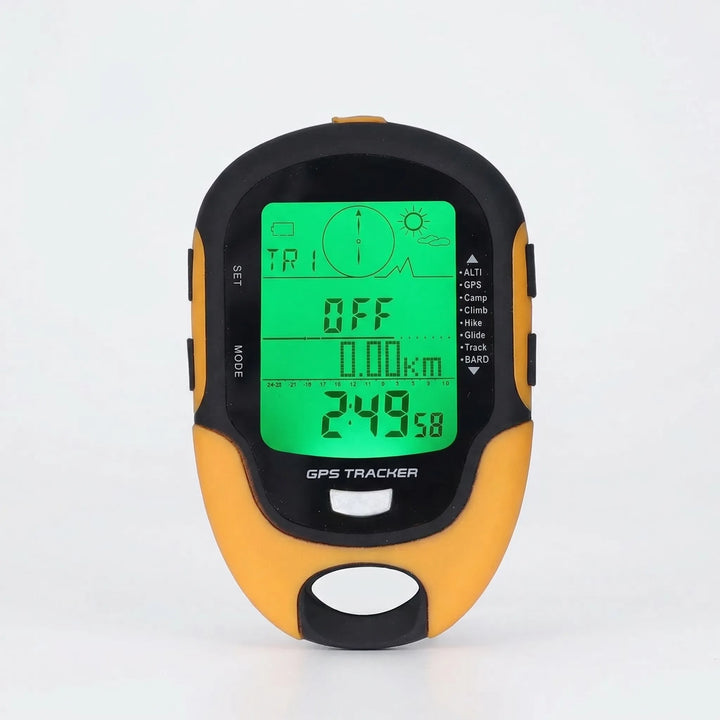 Multifunction handheld GPS meter with navigation, altimeter, barometer, and hygrometer for hiking & outdoor adventures.