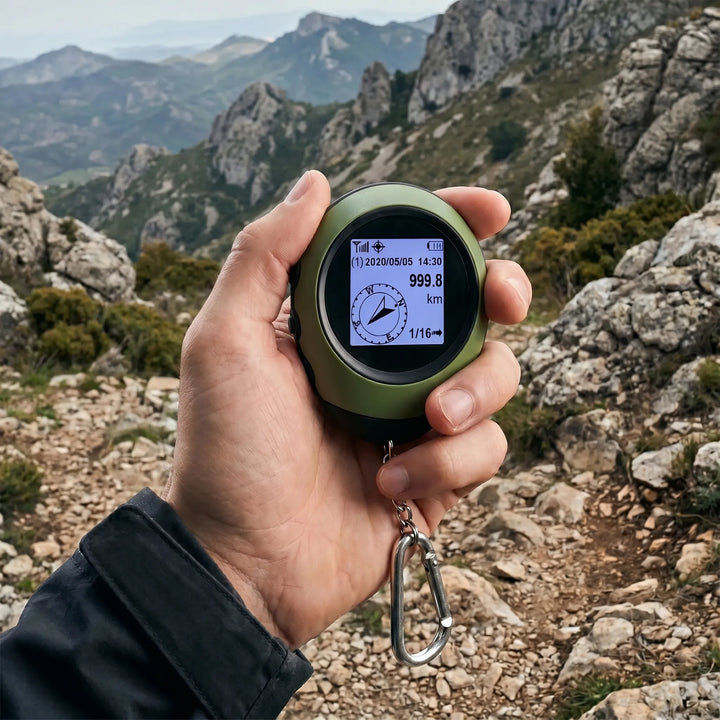 Handheld Satellite GPS Navigator for outdoor adventures, hiking, and off-grid navigation.