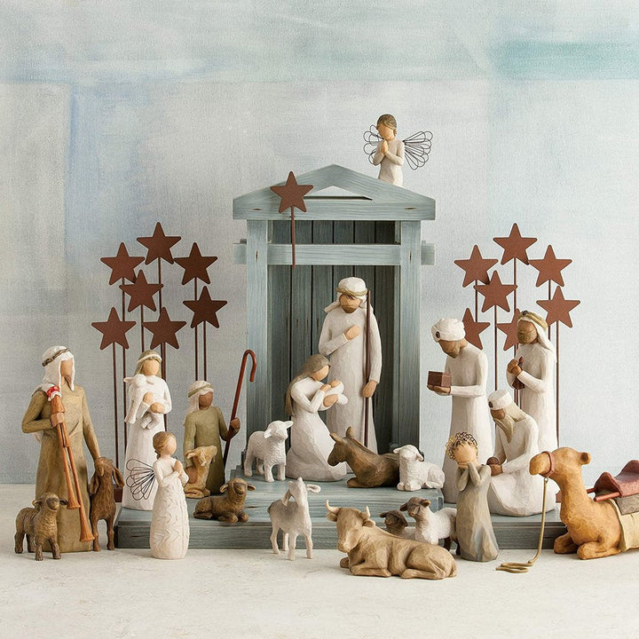 Handmade barn wood nativity scene set (20 pc). Rustic Christmas decor, religious gift & spiritual holiday display.