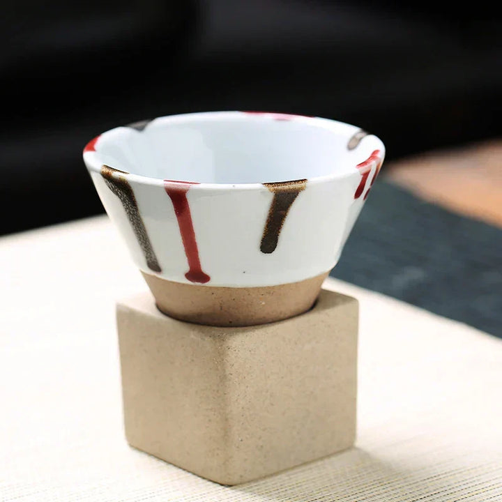 Traditional handmade Japanese tea cup, artisan ceramic porcelain coffee mug, unique gift idea.