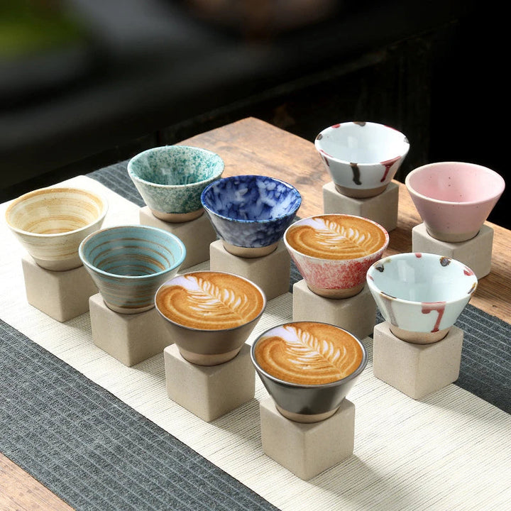 Japanese handmade coffee mug, artisan ZenCraft porcelain tea cup, unique ceramic decor.