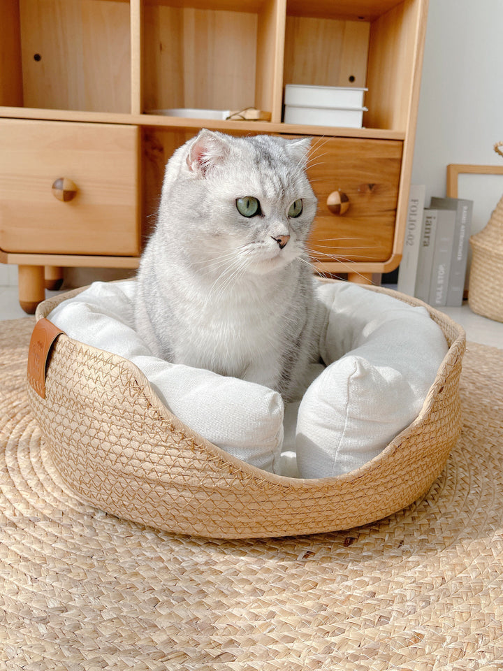 Handmade LuxeSnooze cat bed, offering ultimate comfort and style for your beloved feline.