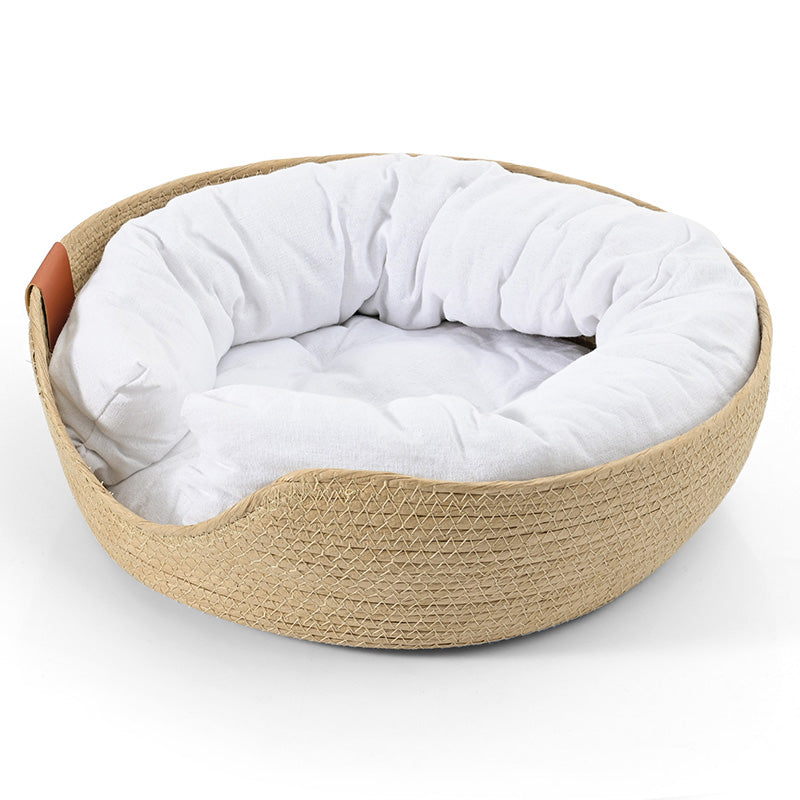 Luxurious handmade cat bed, a comfortable and stylish piece of pet furniture from LuxeSnooze.