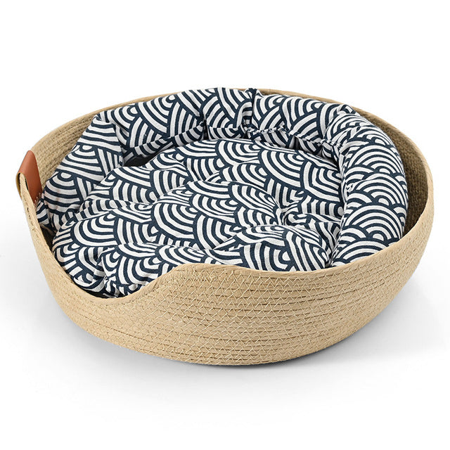 A close-up of the soft fabric of the handmade LuxeSnooze cat bed, ultimate comfort detail.