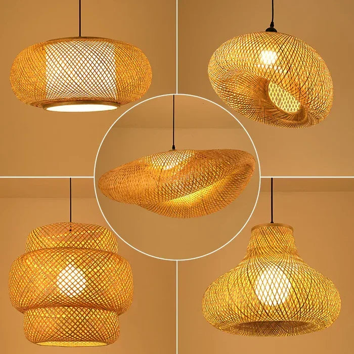 Eco-friendly Rattan Pendant Lamp: Handmade natural light fixture, bringing bohemian rustic charm.