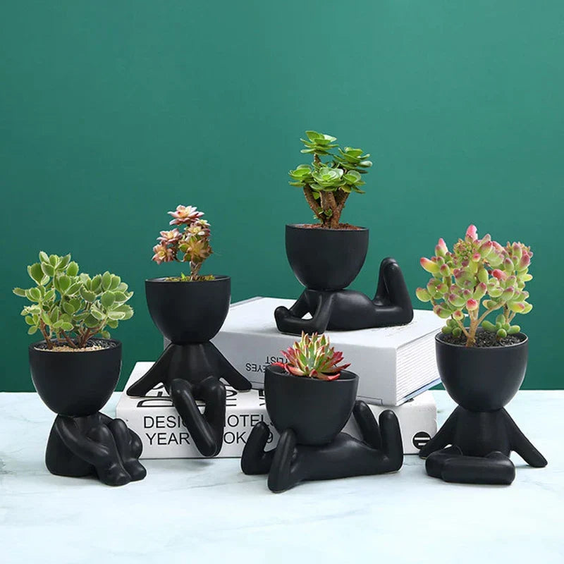 Indoor garden terracotta ceramic succulent pot, handmade with drainage for a rustic touch.