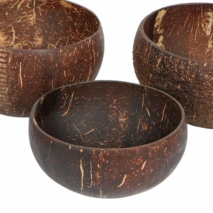Eco-friendly TropiBowl coconut shell serving bowl. Ideal for smoothie bowls, salads & desserts. Natural kitchen decor.