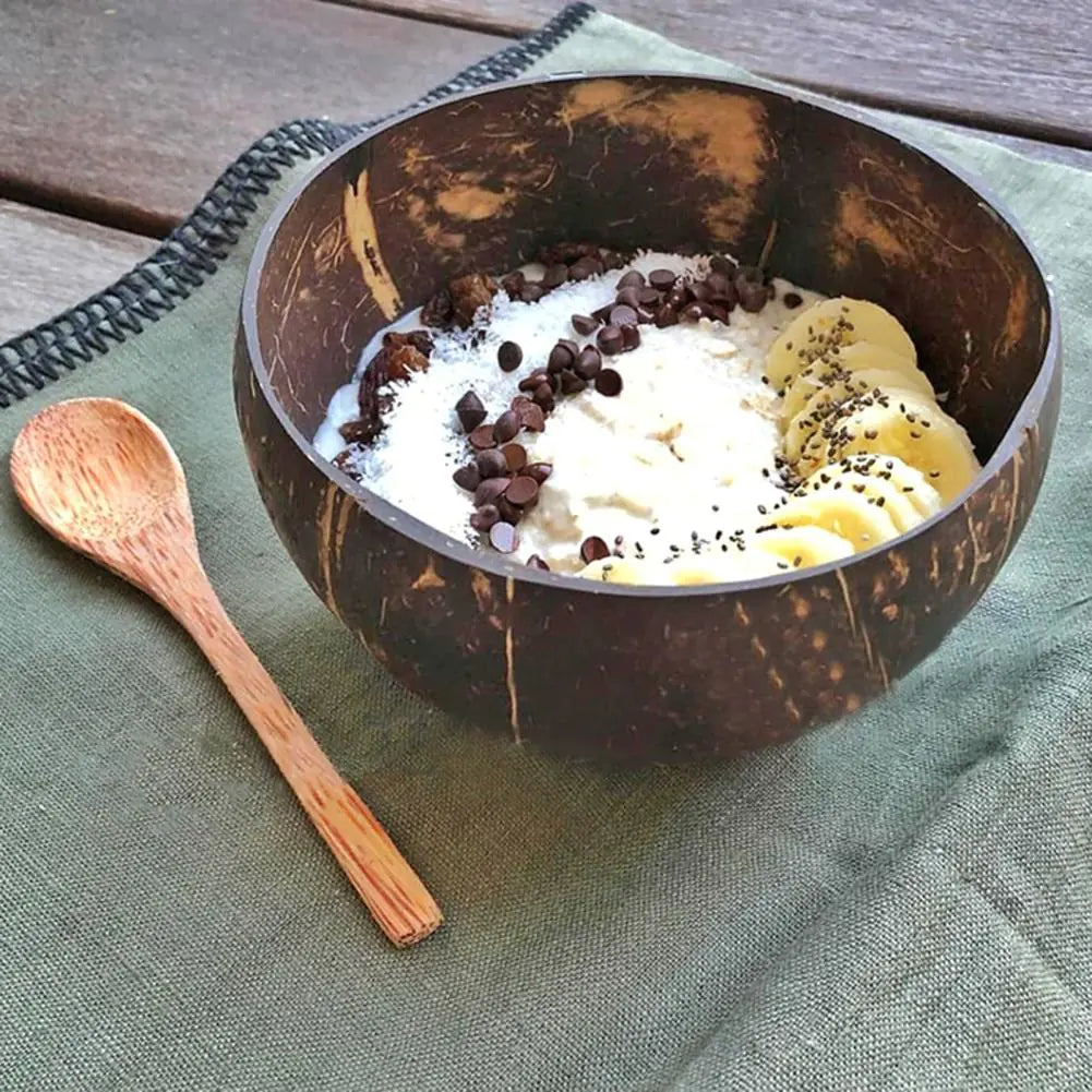Sustainable handmade coconut shell bowl by TropiBowl. Unique, natural serving dish for an eco-conscious home & kitchen.