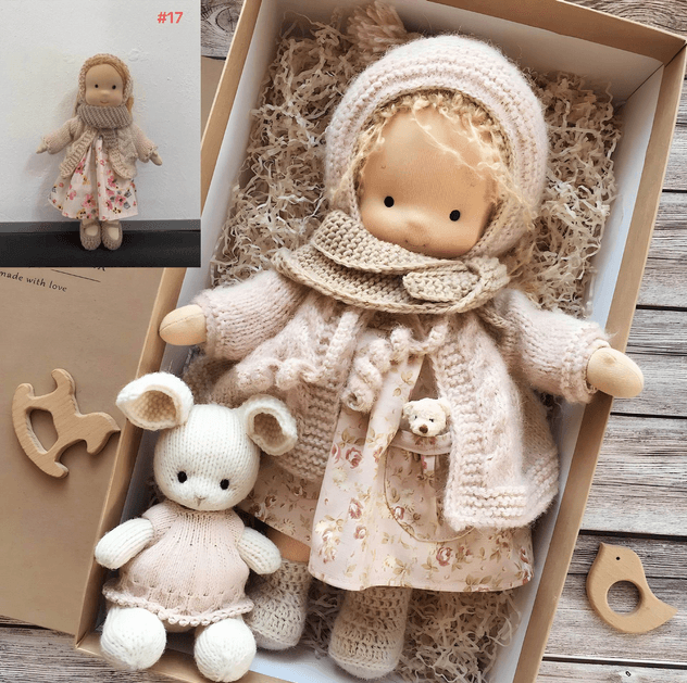 Natural materials Waldorf comfort doll, Poppi. Handmade plush toy, ideal kids gift for cuddling & imaginative play.