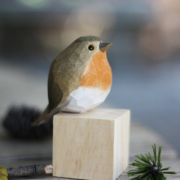 Handmade wooden bird figurines, artisan craft for home decor. Perfect unique nature lover gift.