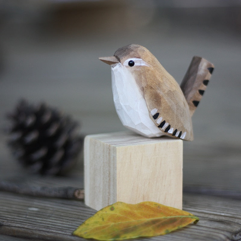 Set of charming handmade wooden birds, ideal home decor for nature lovers & unique gift.