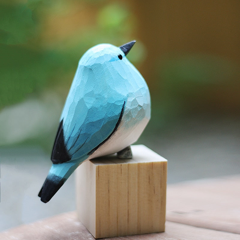 Wooden bird sculptures, unique handmade decor. Perfect for nature-themed home accents.