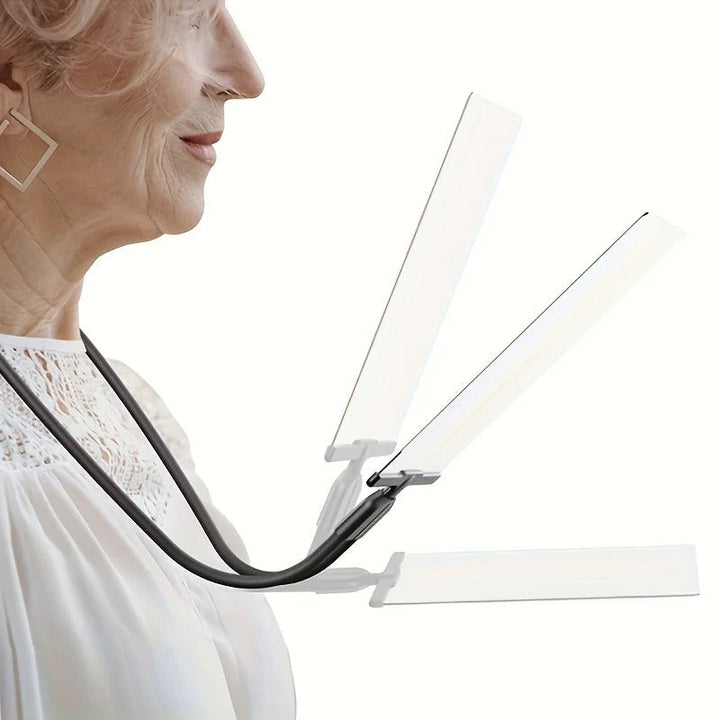 Portable hands-free magnifying glass for elderly care, reading & detailed work. Flexible neck vision enhancer.