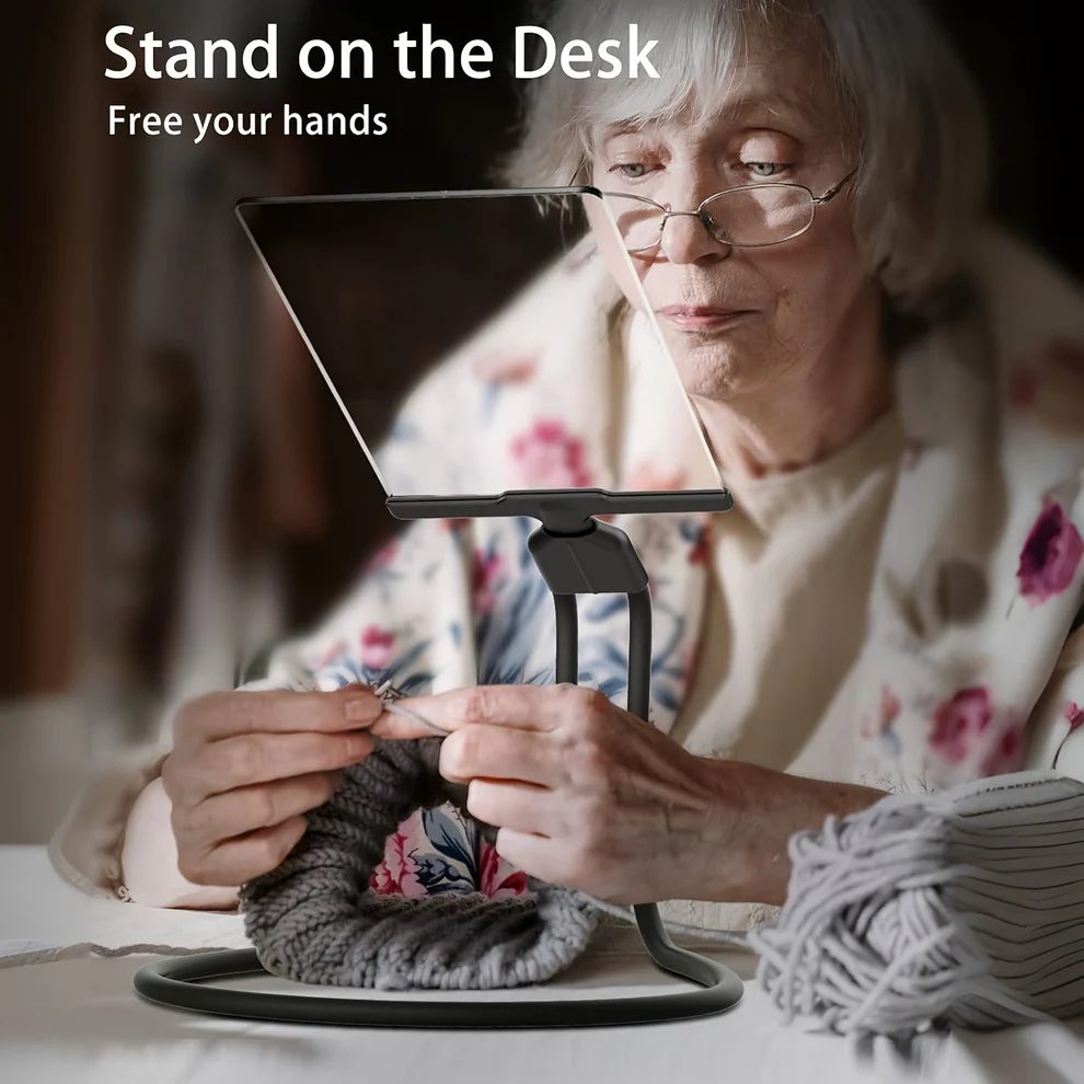 Unisex flexible neck magnifying glass for hands-free reading, crafting & needlework. Low vision convenience.