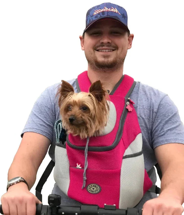 Hands-free pet carrier backpack for small, medium & large dogs; ideal for hiking & travel. Breathable, secure.