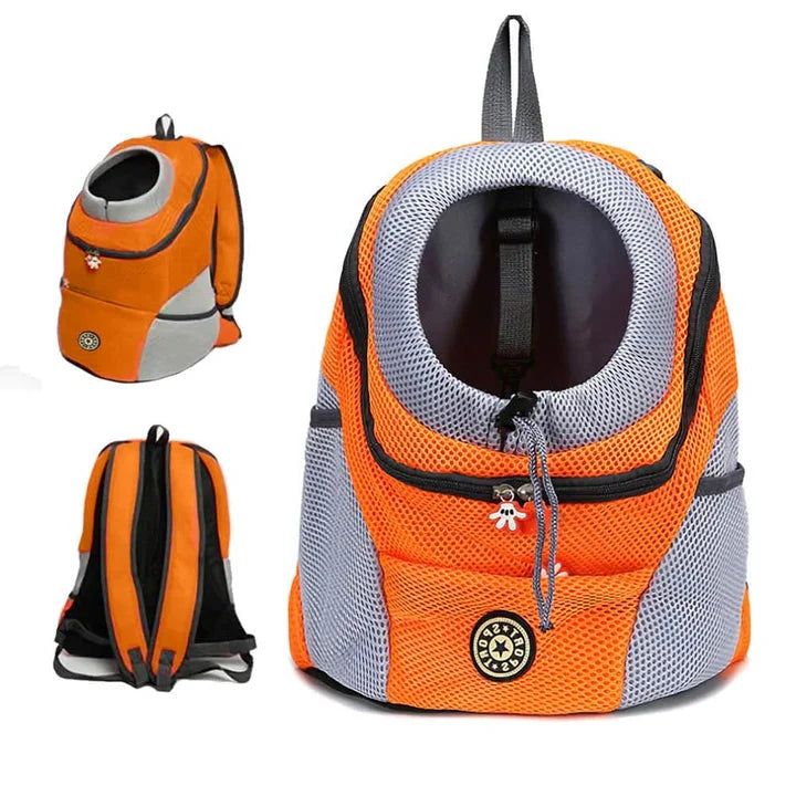 Breathable pet carrier backpack for dogs of all sizes. Secure, hands-free travel bag for outdoor adventures.