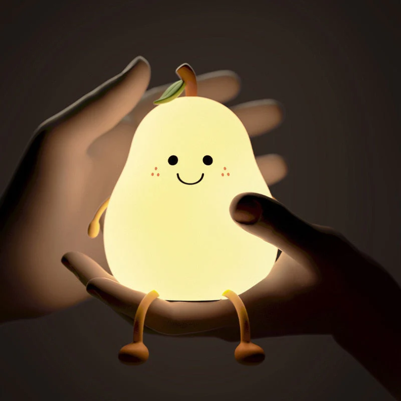 Happy Pear children's night light, a soothing LED bedtime lamp for kids' nursery decor and sleep aid.