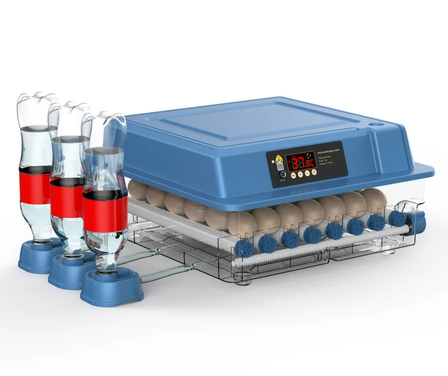 Dual power Automatic Digital Egg Incubator by HatchEase, ideal for poultry hatching & farm use, with clear viewing lid