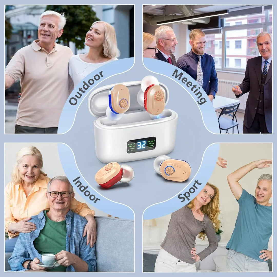 Enhance hearing with HearMax invisible mini hearing aid, designed for comfort and effective noise reduction.
