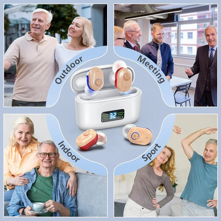 Enhance hearing with HearMax invisible mini hearing aid, designed for comfort and effective noise reduction.