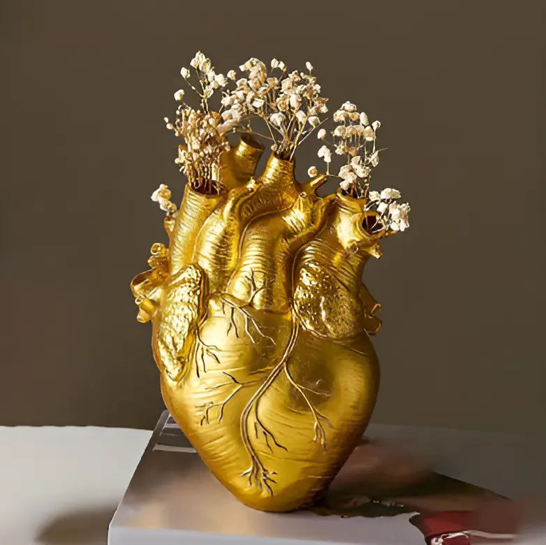 Heart-shaped Greek inspired resin vase, perfect for home decor & modern accent.