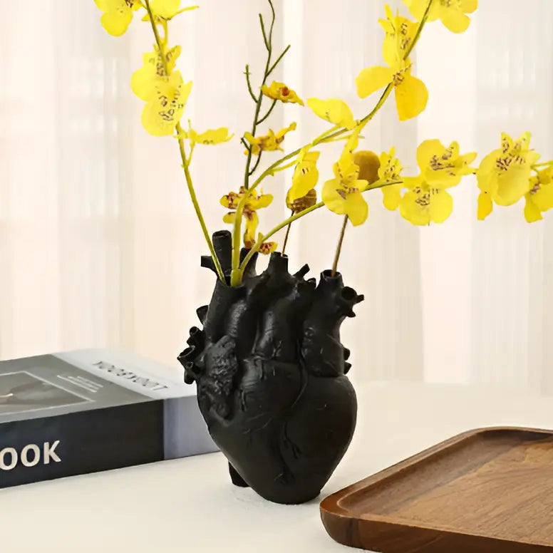 Elegant heart-shaped Greek decor vase, a unique gift idea for table, mantelpiece, or bookshelf.