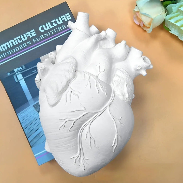 Modern heart vase, Greek inspired resin decor, great flower holder for any home.