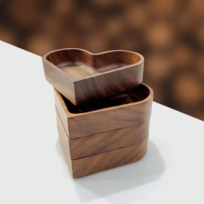 Romantic heart-shaped wood serving tray, a thoughtful gift for loved ones, also beautiful kitchen decor.