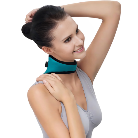 Heated electric neck support for soothing neck pain relief. Ergonomic design provides daily comfort & tension release.